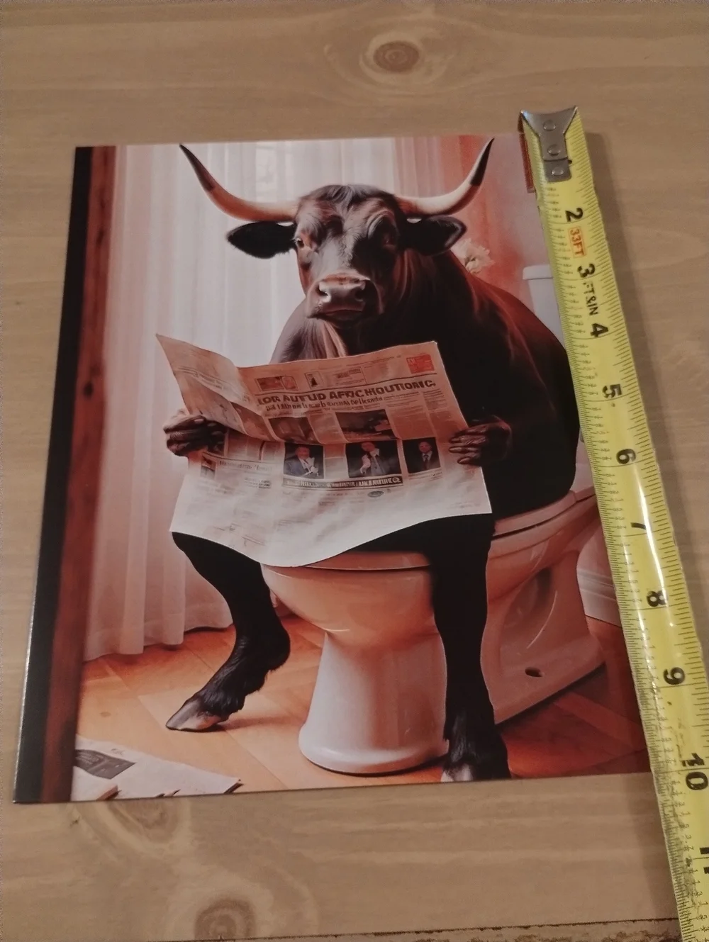 Funny Longhorn Cow Bathroom Wall Art Print 8x10 Farm Animal Humor Gag Gift